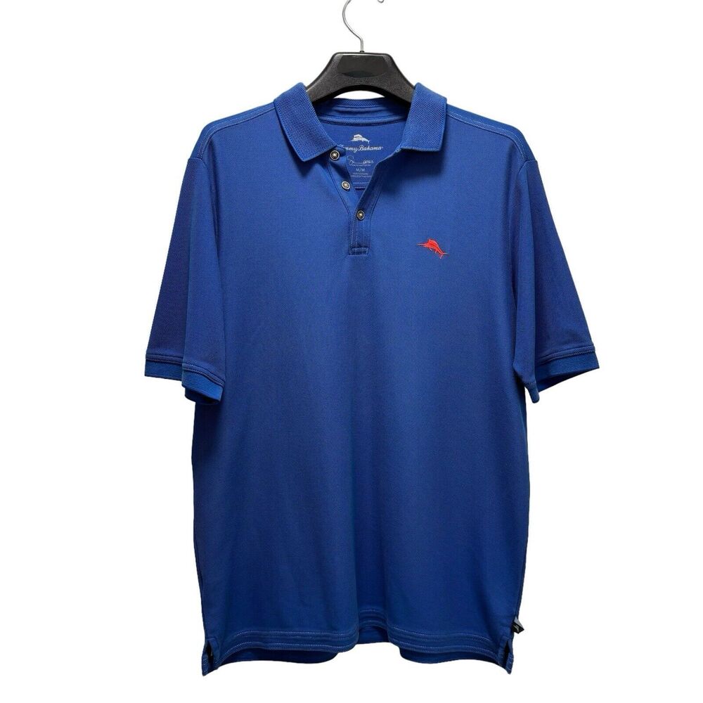 Tommy Bahama Mens Medium Polo Shirt Royal Blue Supima Cotton Short Sleeve Casual